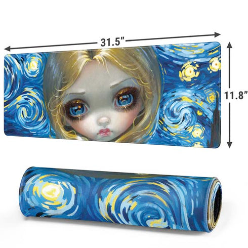 Artist Alice in Van Gogh Starry Night by Jasmine Becket-Griffith Gaming Mouse Pad